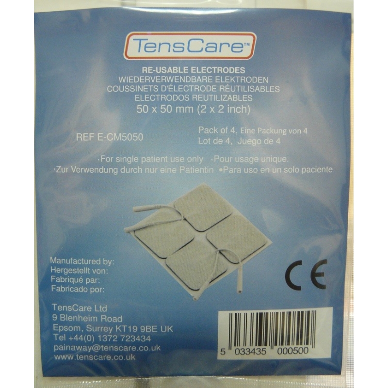 Caja de 8 electrodos TENS 50*50 / Desechable / Pregelificado / No